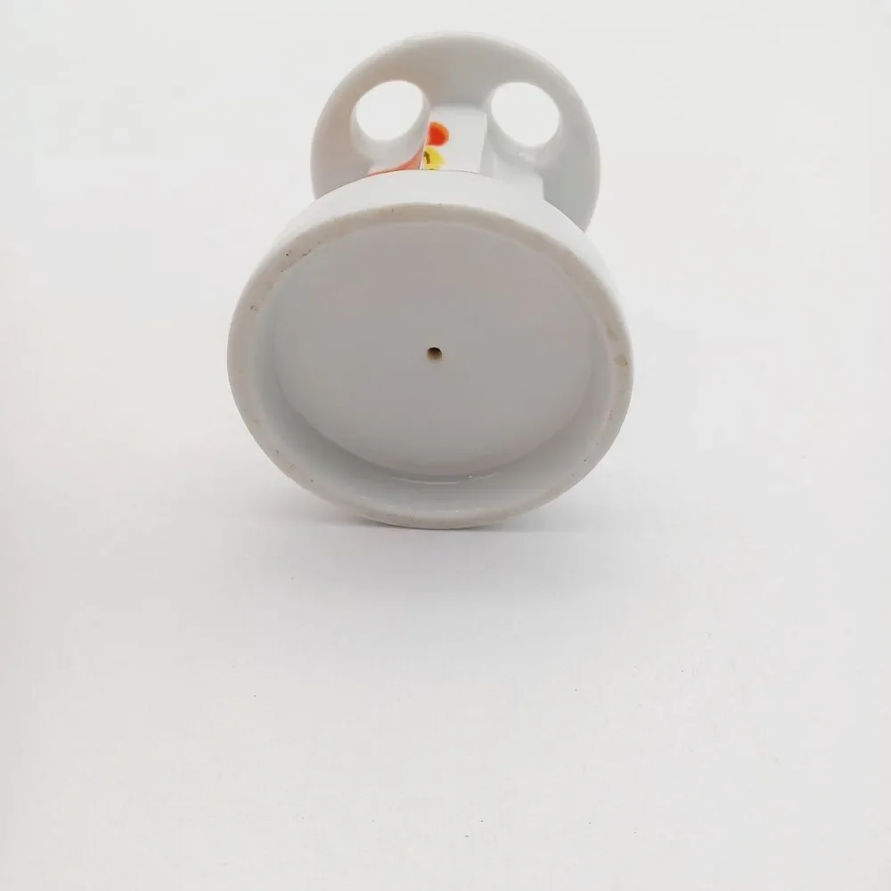 Mod Toothbrush Holder Kitschy Girl 4 Hole Vintage white Gold Tone Trim